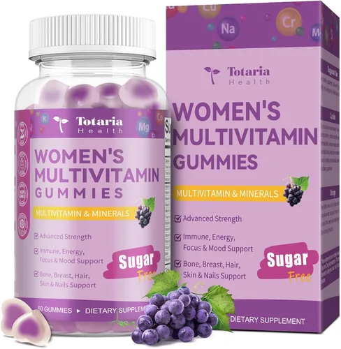 Vista 15 de Totaria Gomitas multivitamínicas sin azúcar para mujeres mayores de 14 años con hierro, inositol, folato, biotina, gomitas multivitamínicas diarias