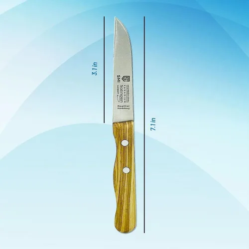 Vista 2 de SMI - Cuchillo de pelar con mango de madera de olivo Cuchillo Solingen - Fabricado en Alemania - No apto para lavavajillas