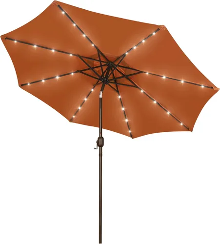Vista 27 de Blissun Sombrilla solar de 9 pies, sombrilla de patio con 32 luces LED, sombrilla de mercado de mesa, sombrilla al aire libre para jardín, terraza