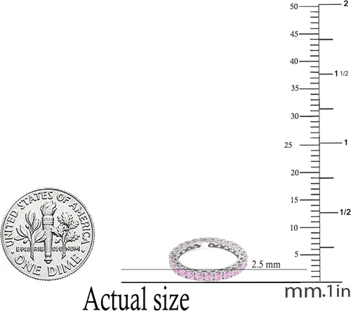 Vista 2 de Dazzlingrock Collection Anillo apilable de 1,80 quilates (quilates) de zafiro rosa redondo de 14 quilates para mujer, oro blanco
