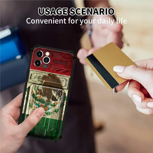 Vista 5 de Funda tipo cartera para iPhone 13 Pro Max con soporte para tarjetas, función atril, híbrida, de doble capa, protección a prueba de golpes