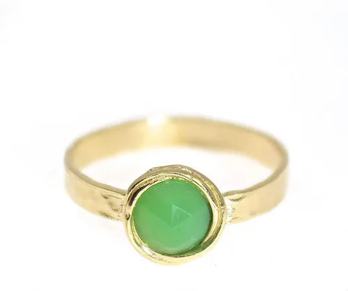 Vista 2 de Anillo de oro de piedras preciosas, anillo de piedra chapada en oro de 14 quilates, anillo de piedra apilable, anillo de oro de piedra pequeña