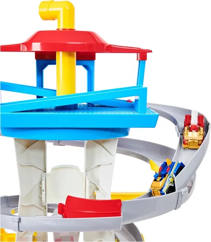Vista 7 de Paw Patrol Adventure Bay Lookout Tower Playset con 2 vehículos de metal fundido a escala 1:55 (Chase y Marshall): Twin Track Rescue Way, set de 25