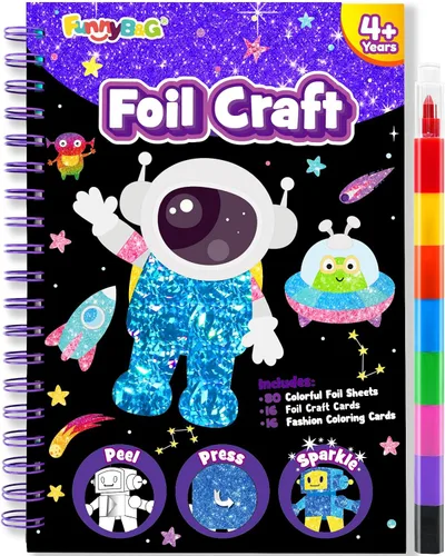 Vista 14 de FUNNYB&G Arte en papel de aluminio para niños - Manualidades de Navidad, regalos de fiesta, rellenos de calcetines para niños, suministros de arte