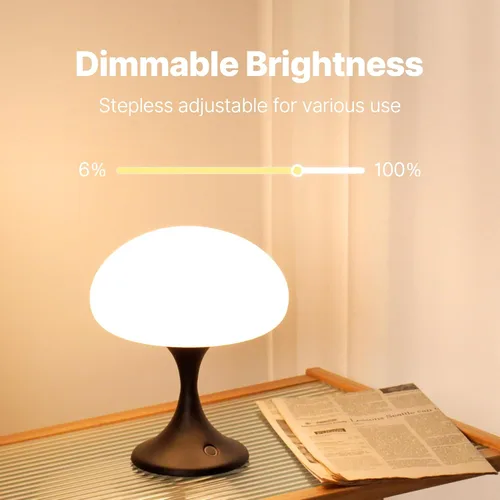 Vista 3 de MAGCHARM Lámpara de mesa recargable LED de 5 W con pantalla de cristal, pequeña luz táctil retro regulable con 3 temperaturas de color, luz estética