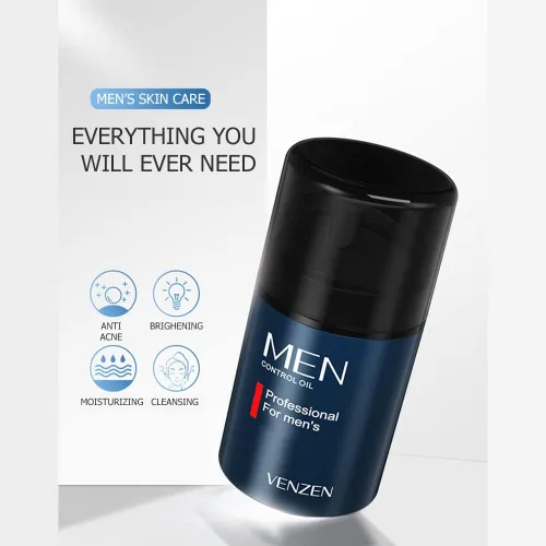 Vista 9 de VENZEN Hombres Control Aceite Limpiador Facial Crema Hidratante Piel Seca Purificar Suave Tónico Anti-Acné Antienvejecimiento 50g/1.76oz