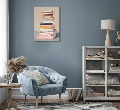 Vista 2 de Libros de arte de pared, pinturas estéticas, amantes de la lectura, decoración de pared, carteles educativos inspiradores, impresiones