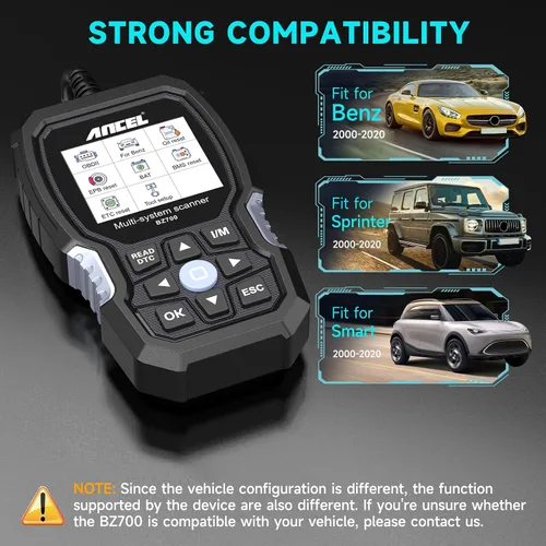 Vista 7 de ANCEL BZ700 Mercedes Benz Sprinter Smart OBD2 - Escáner para coche, lector de códigos para todo el sistema con todos los servicios de reinicio