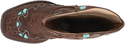 Vista 4 de ROPER Niños Niñas Corazón Bordado Punta Cuadrada Casual Botas Mid Calf - Marrón