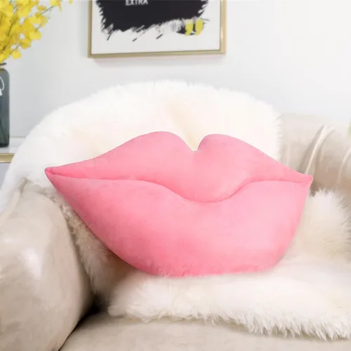 Vista 10 de AELS Almohadas de labios 3D, suaves y suaves, decorativas, almohadas de amor, lindas almohadas de 20 x 11 pulgadas para sofá, cama, sala de estar
