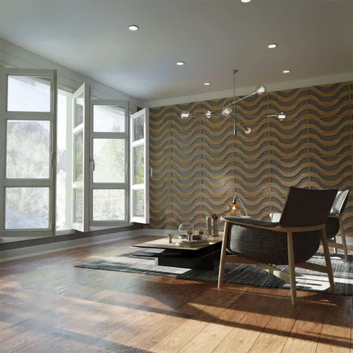 Vista 21 de 7 3/8"W X 7 3/8"H Extra Pequeño Parker Decorativo Calado Paneles De Pared De Madera, Aliso