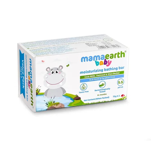 Vista 2 de MAMAEARTH Barra de baño para bebés con leche de cabra, avena y manteca de karité, 2 x 2.65 oz Formulado con leche de cabra, avena y manteca