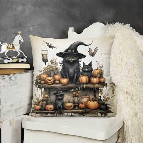 Vista 15 de Fundas de almohada de hojas de arce punteadas naranjas y amarillas, fundas de almohada de cosecha de temporada naranja cuadrado para sofá, sala