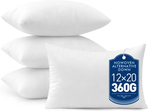 Vista 10 de MIULEE Juego de 2 rellenos de almohada decorativa de 12x20 pulgadas, rellenos de almohada no tejidos con relleno 100% virgen para sofá, sillón