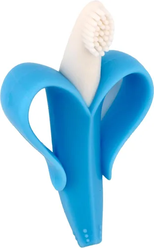 Vista 3 de Cepillo de dientes con forma de plátano para bebé, Azul