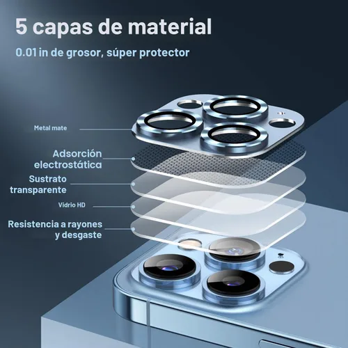 Vista 7 de Korecase Paquete de 2 protectores de lente de cámara para iPhone 13 Pro Max/13 Pro, color negro Vidrio templado de metal, fuerte adherencia