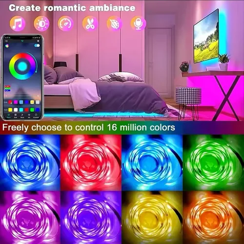 Vista 2 de Luz LED para TV, tira de luz RGB que cambia de color, tira de luz de TV con control remoto USB para TV de 32 a 80 pulgadas, instalación rápida