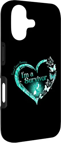 Vista 3 de Teal Ribbon Butterfly Cervical Cancer I'm A Survivor Case for iPhone 17
