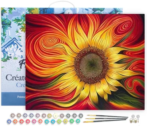 Vista 20 de Figured'Art Pintura por números para adultos, flores rojas abstractas, 16 x 20 pulgadas, kit de pintura artística para manualidades, lienzo