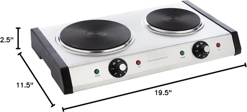 Vista 8 de Cuisinart CMW-70 Horno de microondas de acero inoxidable, quemador doble de plata y hierro fundido, 11.5 pulgadas de largo x 19.5 pulgadas de ancho