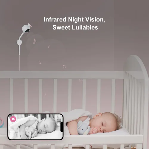 Vista 6 de iBaby Monitor de respiración inteligente para bebés: con cámara y audio, seguimiento de la respiración, el sueño y el movimiento. Monitor de bebé i2