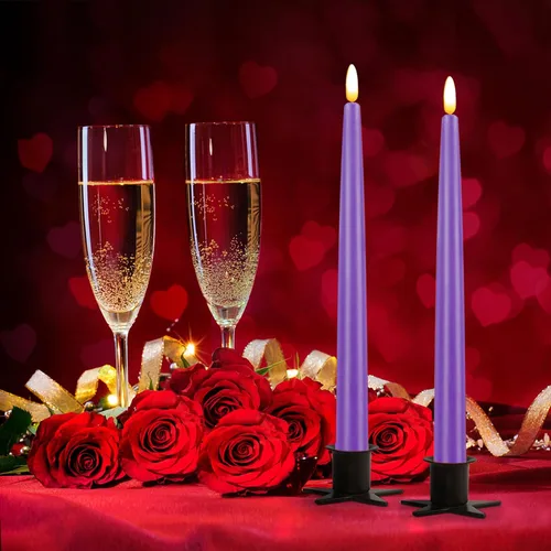 Vista 3 de CVHOMEDECO. Velas cónicas sin llama con control remoto de 10 teclas, velas LED parpadeantes con mecha 3D, funciona con pilas, velas de cera real