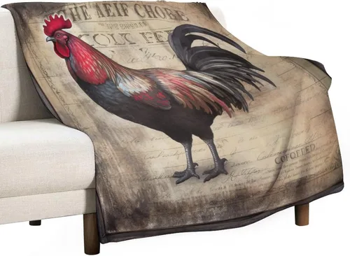 Vista 51 de Manta de microfibra suave y acogedora con diseño de gallo rústico en blanco y negro, suave y acogedora manta de microfibra para sofá, cama, oficina
