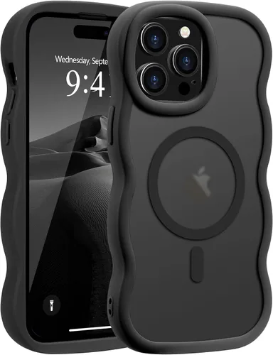 Vista 19 de Pepmune - Funda para iPhone 12 Pro Max con marco ondulado y estructura rígida, color mate claro, cubierta trasera unisex, compatible con Magsafe
