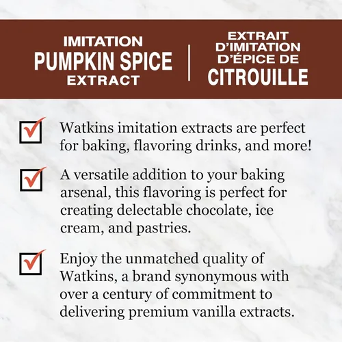Vista 4 de Watkins Extracto de especias de calabaza de imitación, Kosher, botella de 2 onzas, 1 paquete