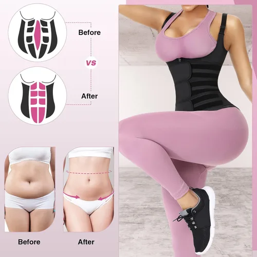 Vista 3 de FeelinGirl Waist Trainer for Women Latex Corset Cincher Vest Sport Workout Girdle Hourglass Body Shaper with Steel Bones