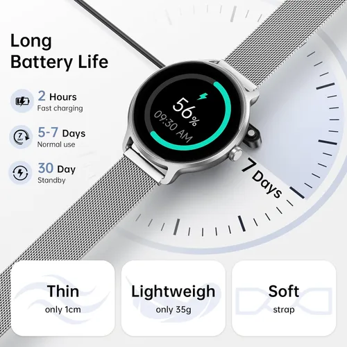 Vista 8 de [Usado] Reloj inteligente para mujer, pantalla AMOLED de 1.27 pulgadas con respuesta/llamada para iPhone/Android/Samsung, rastreador de actividad