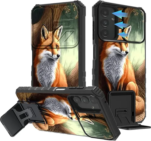 Vista 89 de Funda para Samsung Galaxy A13 5G/4G/A04S, Galaxy A13 5G con cubierta de cámara deslizante, funda de doble capa integrada con función atril