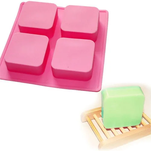 Vista 4 de HERCHR Molde de silicona para brownies, molde cuadrado antiadherente de 4 cavidades, molde de caramelo de chocolate, molde de mousse para hornear