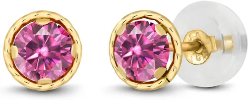 Vista 55 de Gem Stone King Aretes redondos de oro amarillo de 14 quilates con piedra natal Redondos de 0.157 in Aretes de oro para mujeres y hombres