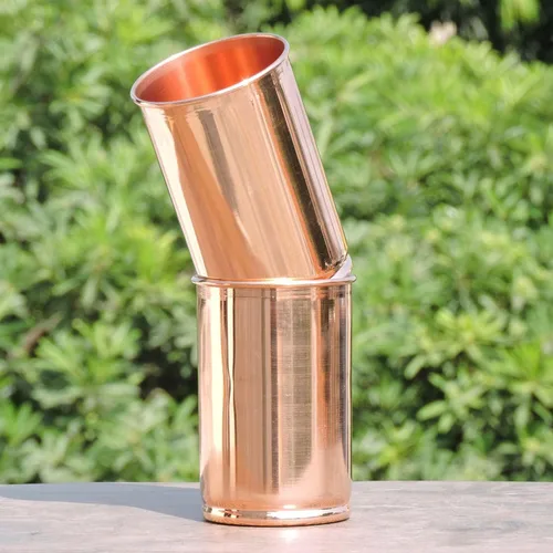Vista 5 de ANCIENT IMPEX Pure Copper - Juego de 2 vasos de cobre para servir agua (99.74 por ciento), capacidad de 11.8 fl oz (11.8 onzas líquidas)