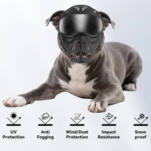 Vista 5 de Gafas de sol para perros de razas grandes, antirayos UV para protección facial completa, máscara para mascotas con agujeros transpirables