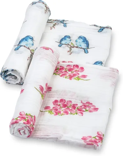 Vista 15 de LollyBanks Mantas para Bebé, Manta de Arrullo de Muselina de Algodón 100% para Niñas, Suave y Grande de 47 x 47 Pulgadas, Arrullo para Recién