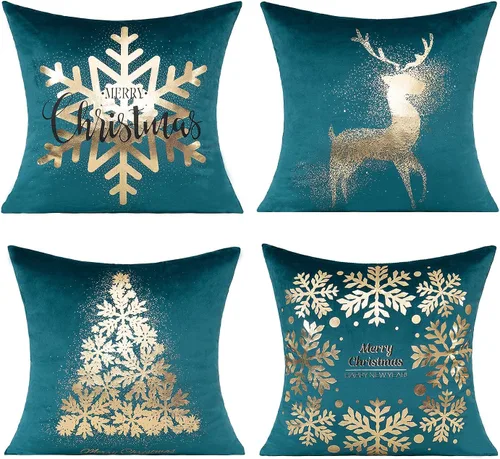 Vista 7 de All Smiles Fundas de Almohadas Decorativas Negras de Navidad Doradas Fundas de Navidad Decoraciones 12X20 Juego de 2 Decoración Interior Hogar