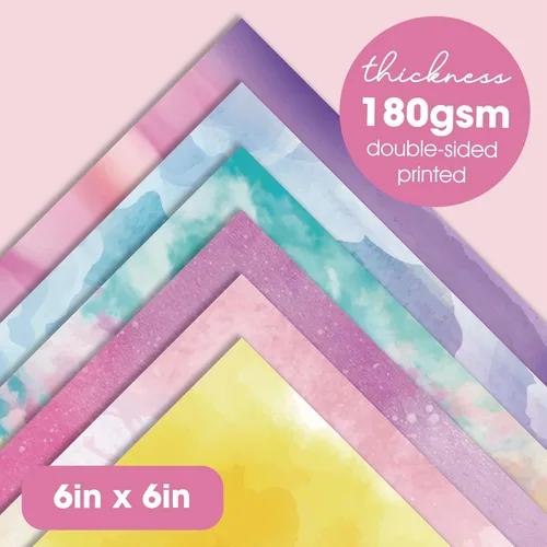Vista 6 de 48 hojas 6 X 6 Papel de cartulina decorativa para álbumes de recortes - Acuaarela brillante - para fabricación de tarjetas, diario, planificador