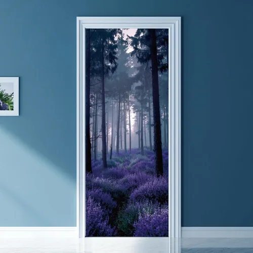 Vista 26 de arricraft 2 piezas de pegatinas adhesivas para puerta, 31.5"x78.7" adhesivos de pared 3D con patrón de cascadas de cuevas, vinilo para puertas
