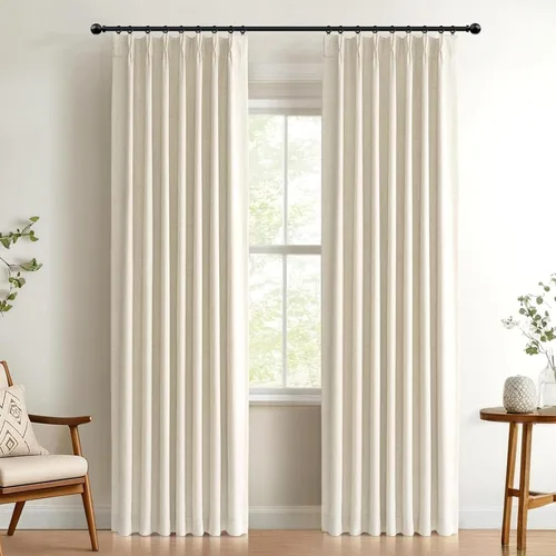 Vista 14 de 100% Blackout Shield Cortinas opacas con textura y aspecto de lino de 72 pulgadas de largo, juego de 2 paneles de cortinas opacas de lino sintético