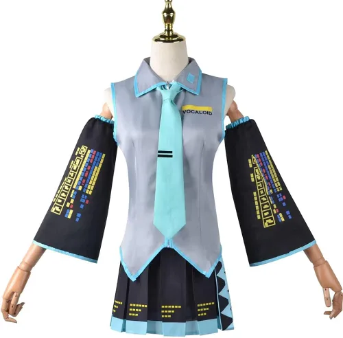 Vista 2 de Disfraz de cosplay de Miku con calcetines, conjunto completo