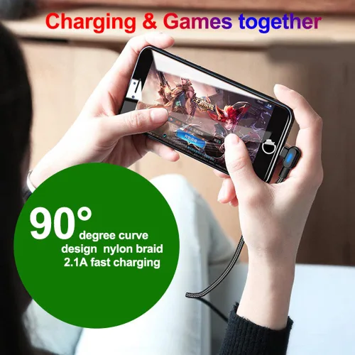 Vista 6 de Cable USB tipo C de sincronización en ángulo recto de 90 grados y carga rápida compatible con Redmi K40 Gaming Plus, Redmi K50 Esports Edition