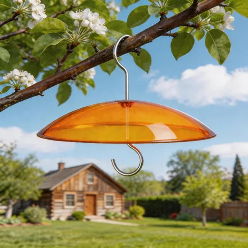 Vista 2 de 8" Mini Cubierta contra la Lluvia para Alimentador/Casa de Aves - Naranja Amarillo Pequeña Protección Cúpula Contra Lluvia/Nieve/Sol - Diámetro 20CM