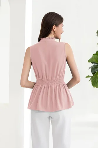 Vista 3 de GRACE KARIN Camisetas sin mangas para mujer, blusas casuales de verano con cuello en V, a la moda, con volantes