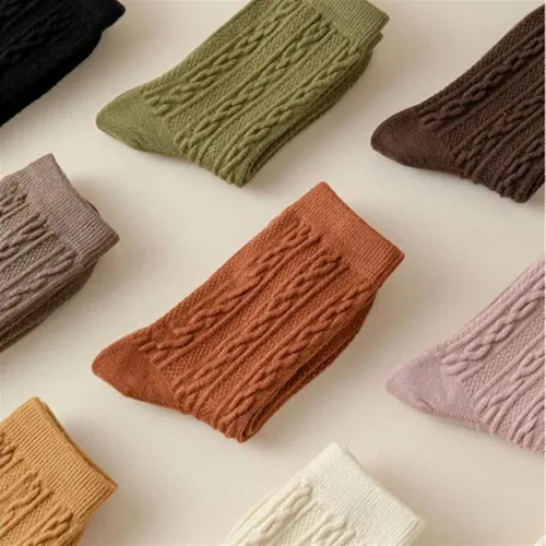 Vista 6 de TRENIS 5 Pairs Autumn And Winter Women Medium Tube Socks Versatile Comfortable Breathable Pure