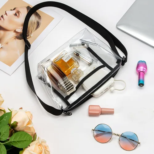 Vista 2 de Bolso transparente con bolsillo interior y correa ajustable para estadios, conciertos y eventos deportivos