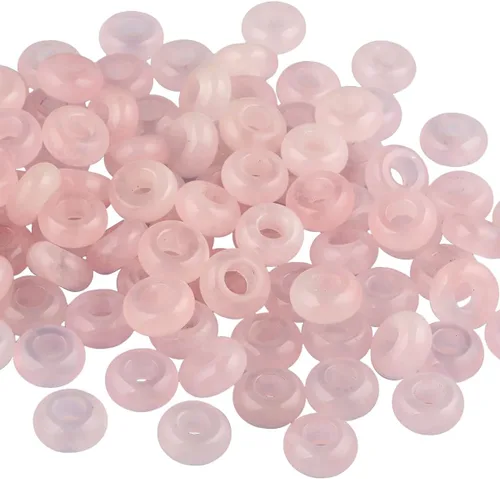 Vista 14 de TUMBEELLUWA Rondelle - Cuentas de piedras preciosas naturales para la fabricación de joyas, cuentas sueltas de agujero grande, paquete de 15