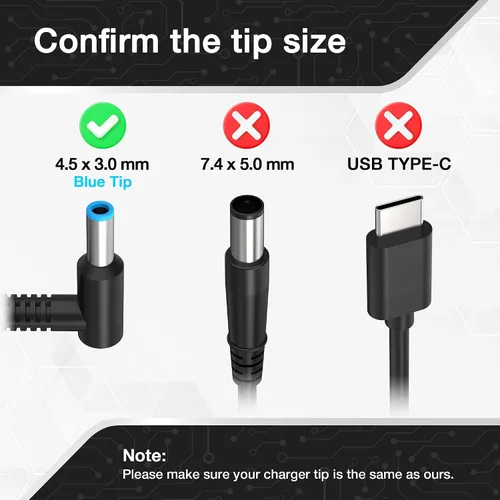 Vista 2 de Nuevo cargador para portátil de 65 W compatible con HP Spectre x360 13-4193nr 15-ap001nx 15t-ap000, HP ProBook Charger X360 11 G1 G2 G3 G4 G5 G6