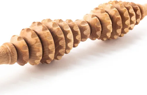 Vista 2 de Tuuli Accesorios - Rodillo de masaje ovalado de madera, rodillo corporal multifuncional para celulitis, tensión muscular y apoyo a la salud